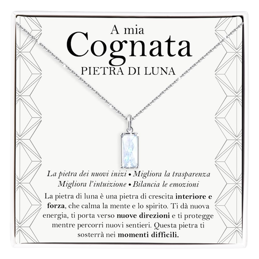 Collana Pietra di Luna Rettangolare in Argento Sterling 925 - A mia cognata