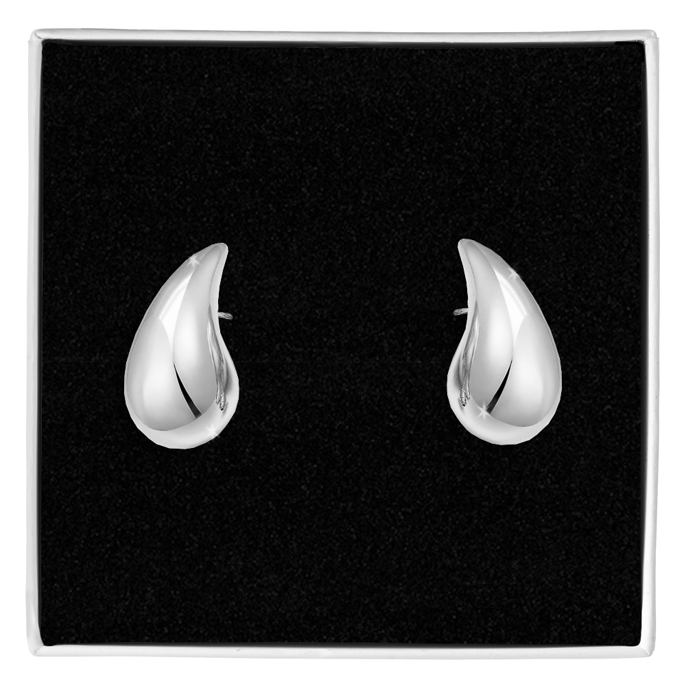 Orecchini a Goccia Donna in Acciaio chirurgico con Finitura in Oro Bianco 18k