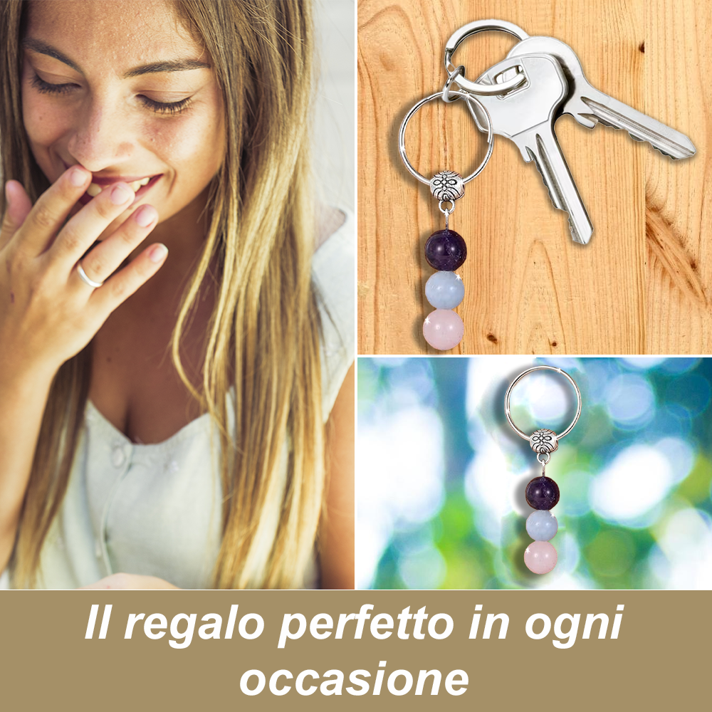 Portachiavi Con Cristalli Naturali Curativi - Segni Zodiacali - Pesci