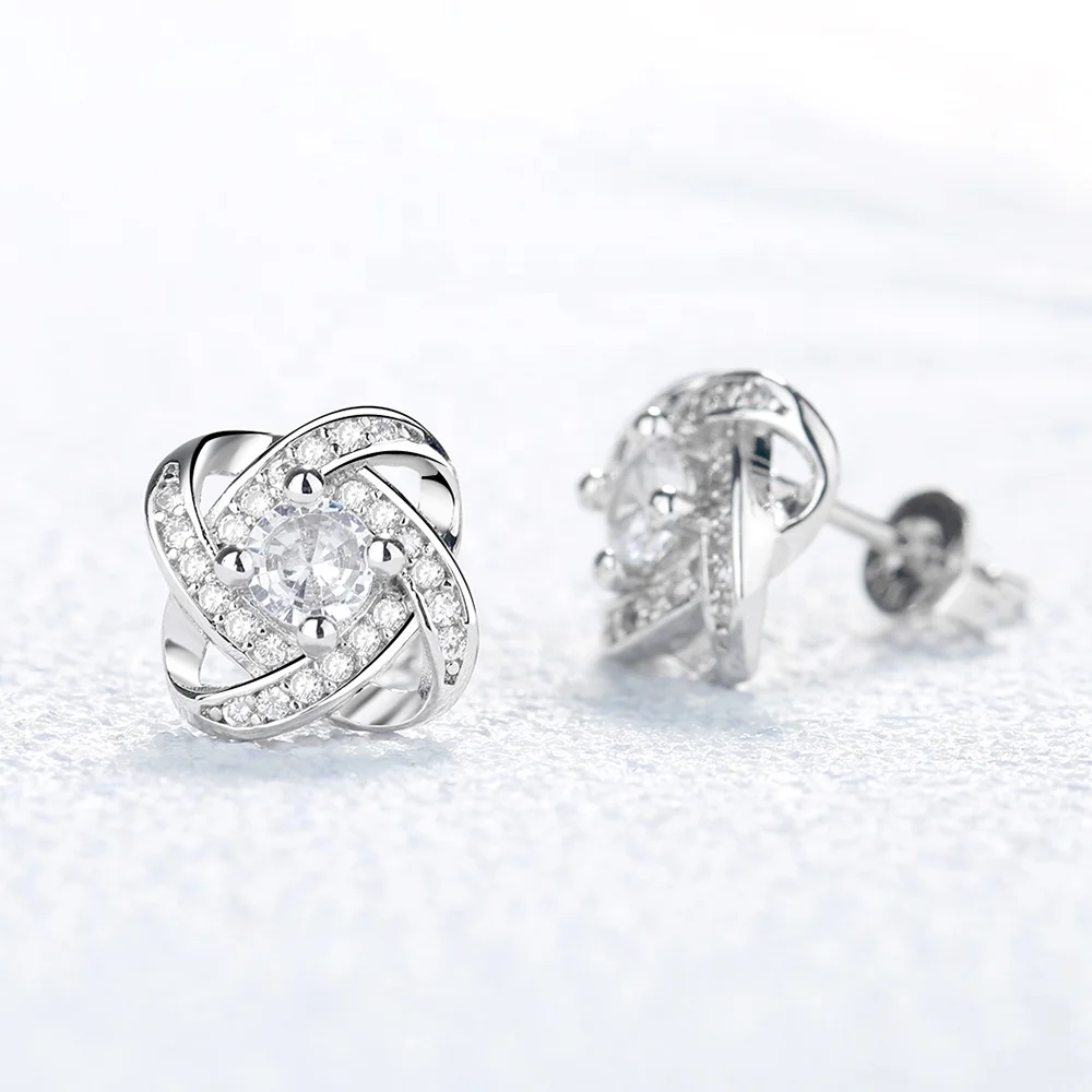 Orecchini Nodo con Pietra in Acciaio chirurgico - A mia Nipote