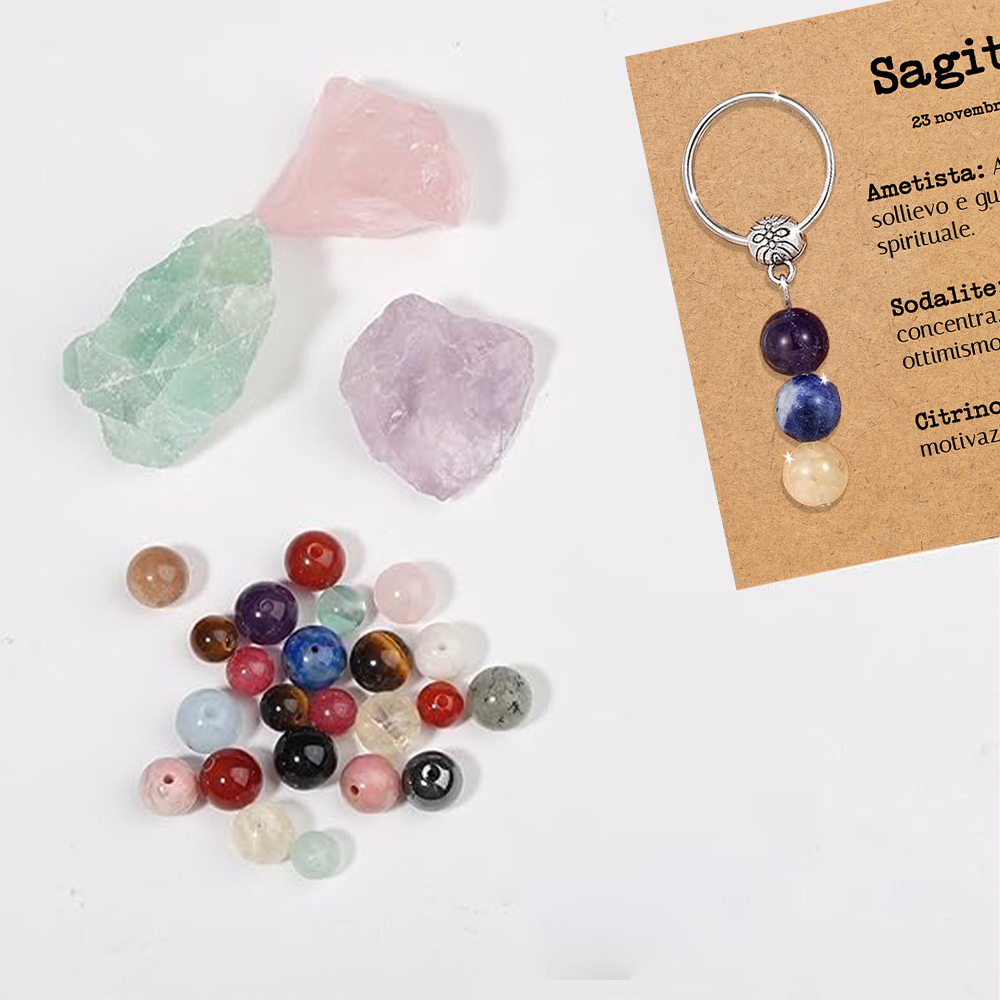 Portachiavi Con Cristalli Naturali Curativi - Segni Zodiacali - Sagittario