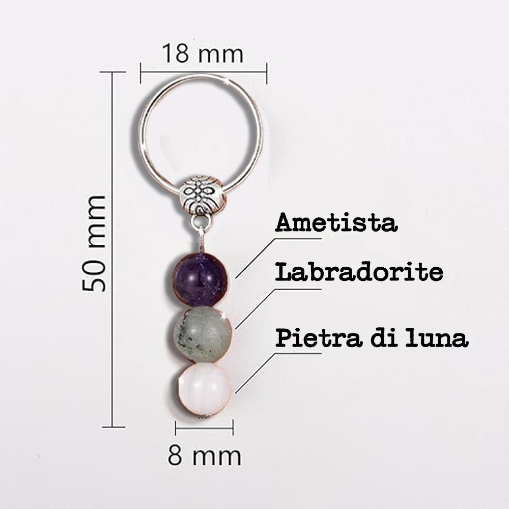 Portachiavi Con Cristalli Naturali Curativi - Segni Zodiacali - Cancro