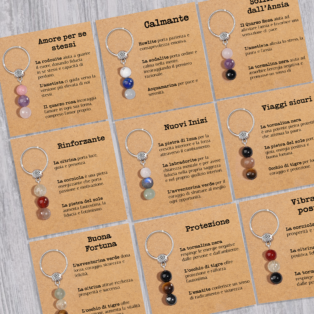 Portachiavi Con Cristalli Naturali Curativi - Nuovi Inizi