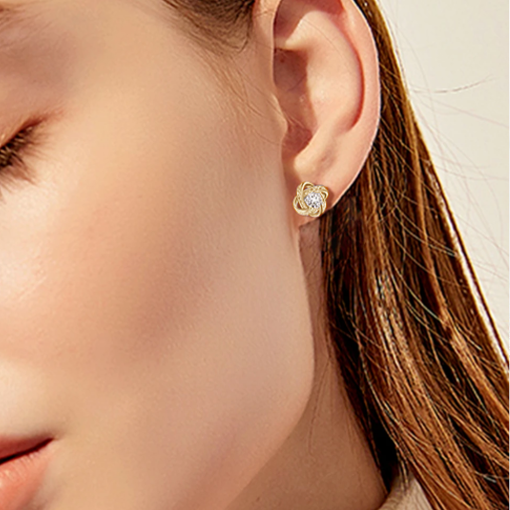 Orecchini Nodo con Pietra in Acciaio chirurgico - A mia Nipote