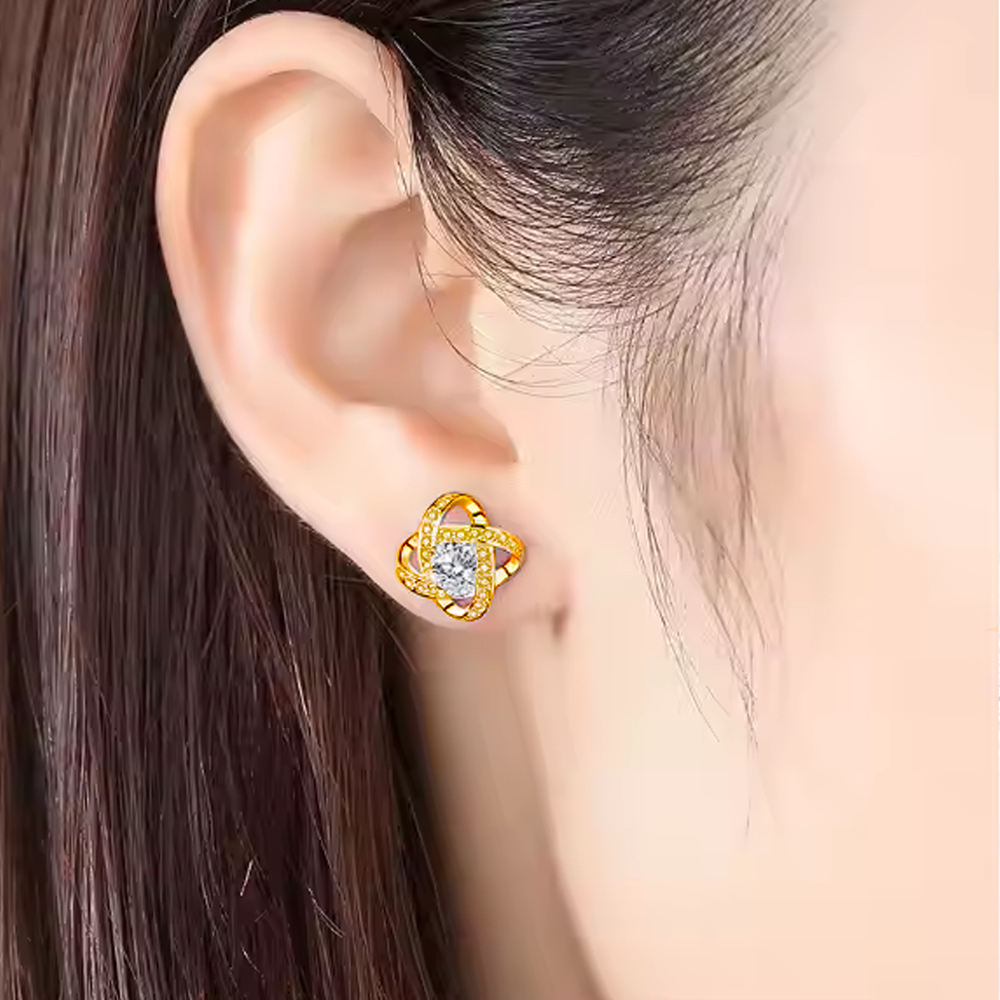 Orecchini Nodo con Pietra in Acciaio chirurgico - A mia Nonna