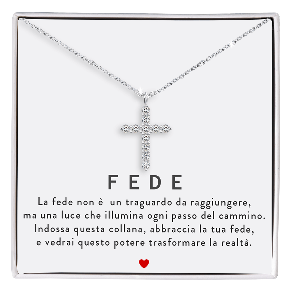 Collana Croce Donna - Argento sterling 925 - Messaggio di FEDE