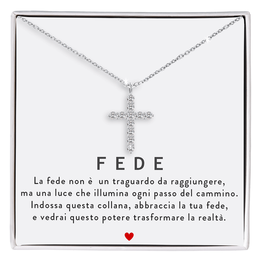 Collana Croce Donna - Argento sterling 925 - Messaggio di FEDE
