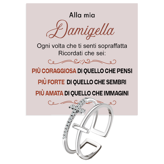 Anello da Donna in Argento Sterling 925 Per la mia damigella - Croce