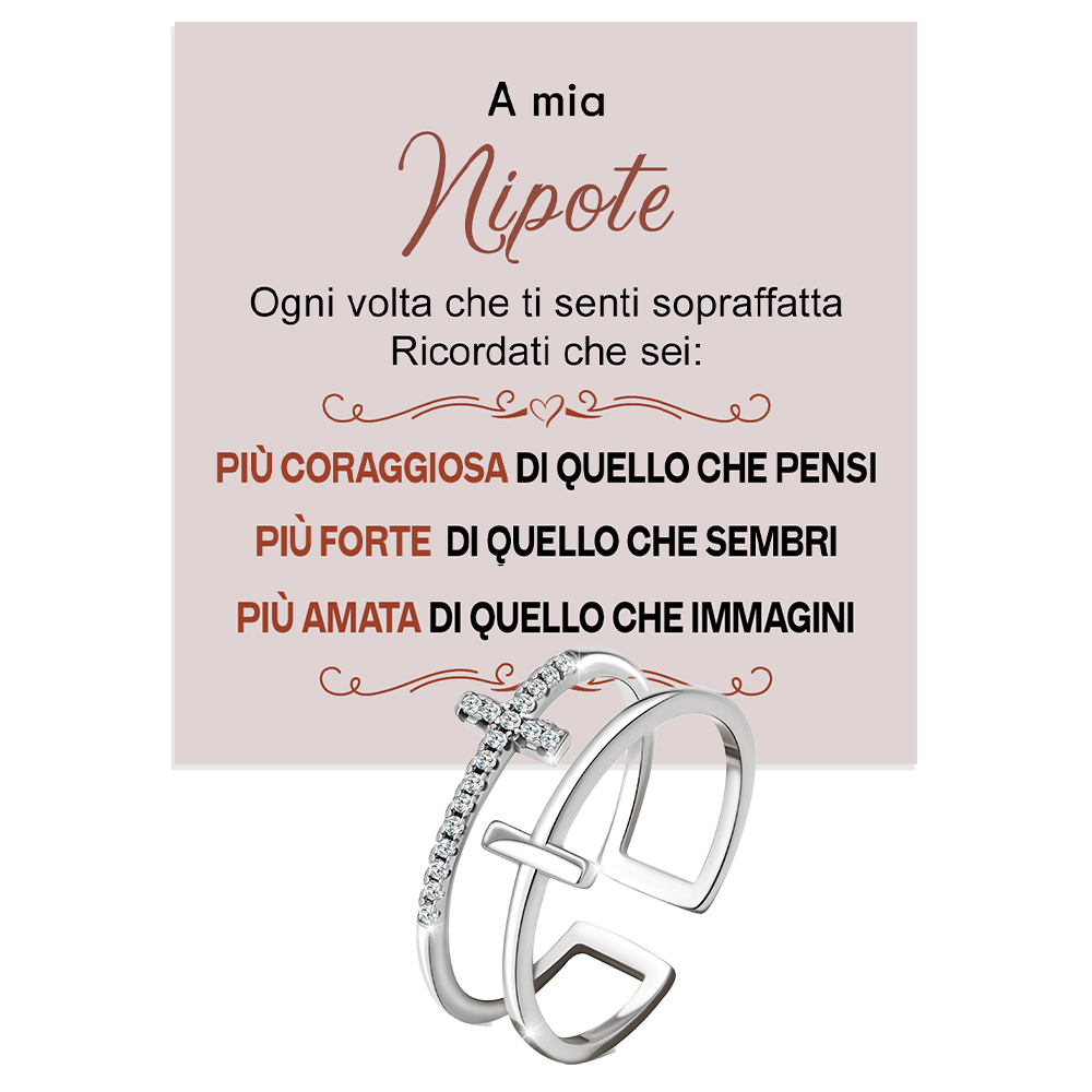 Anello da Donna in Argento Sterling 925 Per mia Nipote - Croce