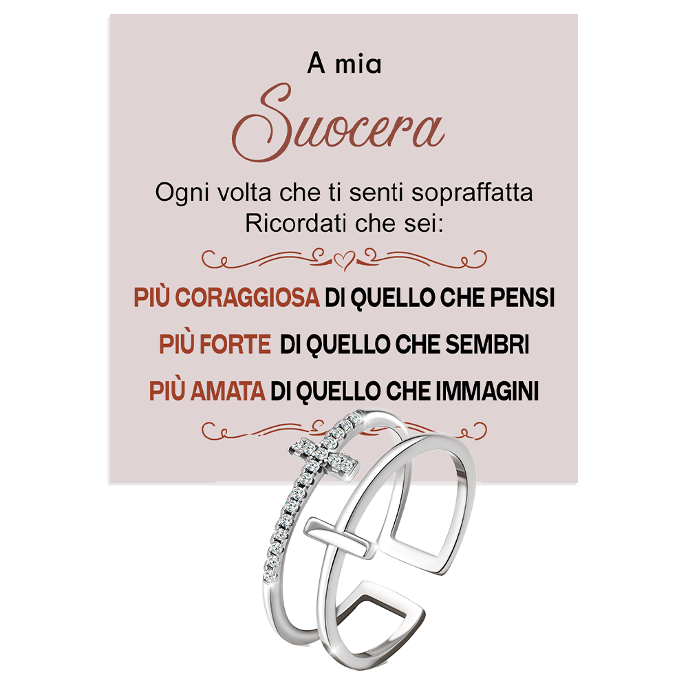 Anello da Donna in Argento Sterling 925 Per mia Suocera - Croce