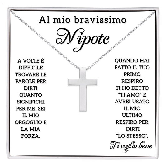 Collana Croce Argento sterling 925 - A Mio Nipote