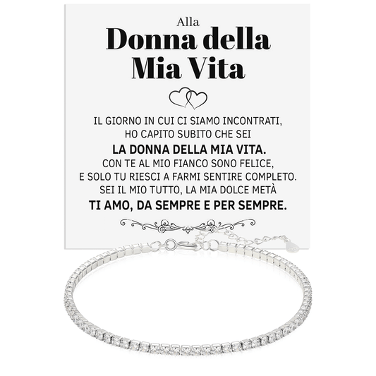 Bracciale Tennis in Argento Sterling 925 -  Donna Della Mia Vita