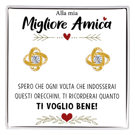 Orecchini Nodo con Pietra in Acciaio chirurgico - Alla mia migliore amica