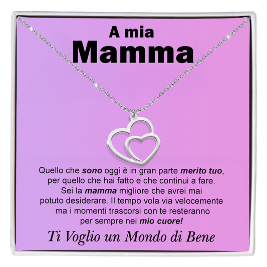 Collana Due Cuori Uniti in Argento Sterling 925 - A mia mamma