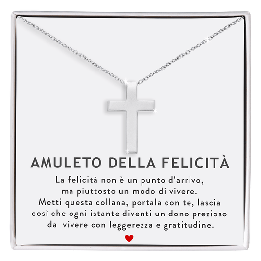 Collana Croce Uomo - Argento Sterling 295 - Amuleto della Felicità