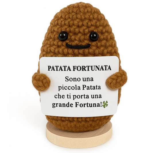 Peluche Crochet con Base in Legno  - Patata Fortunata