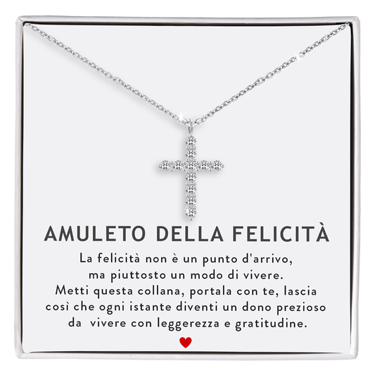 Collana Croce Donna - Argento sterling 925 - Amuleto della felicità