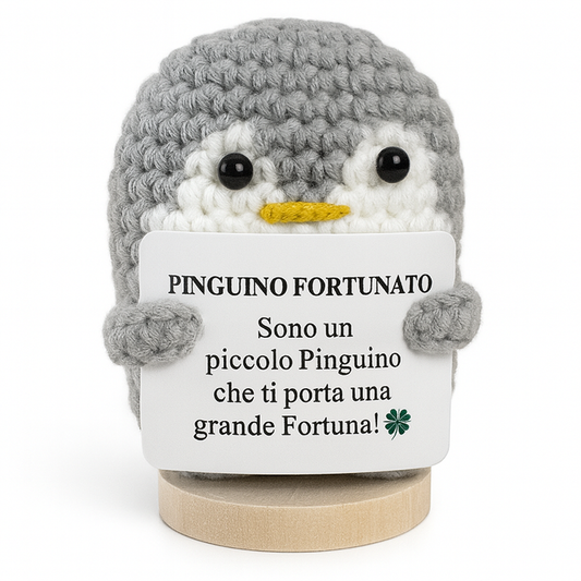 Peluche Crochet Con base in legno - Pinguino Fortunato