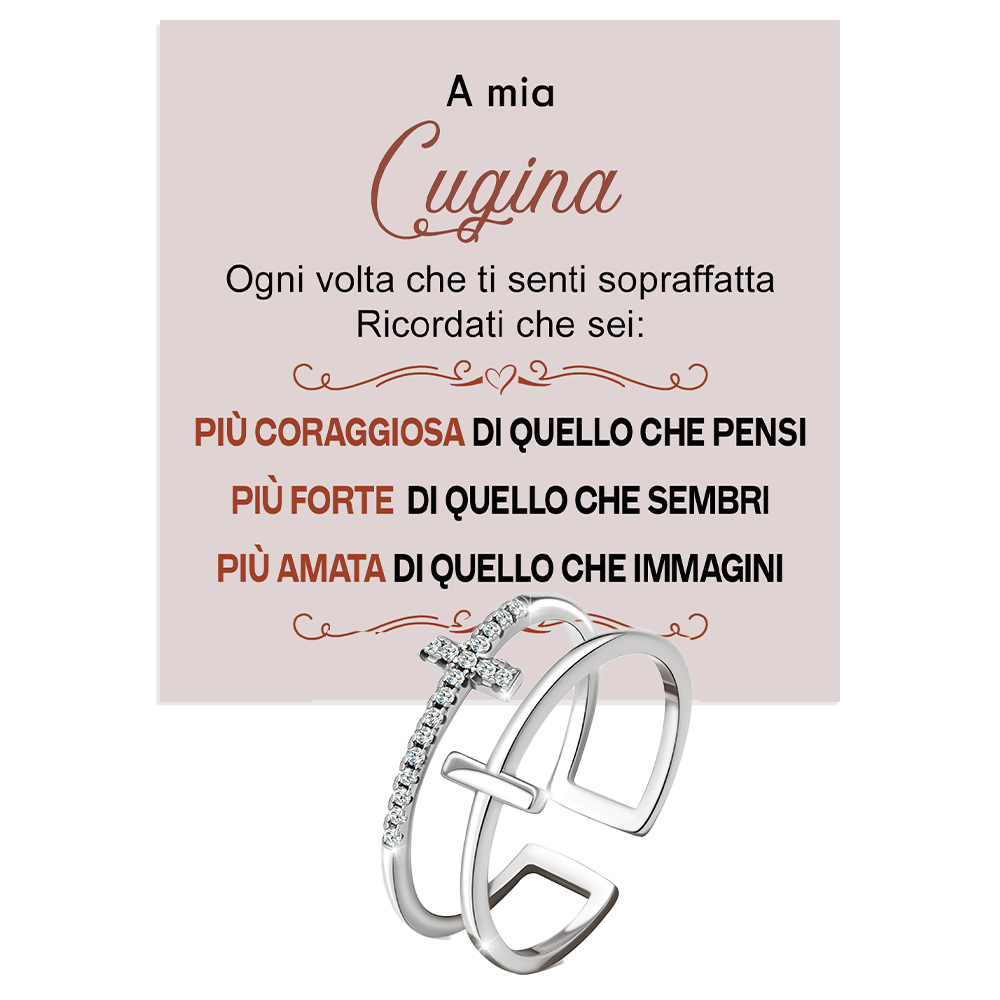 Anello da Donna in Argento Sterling 925 Per Mia Cugina - Croce