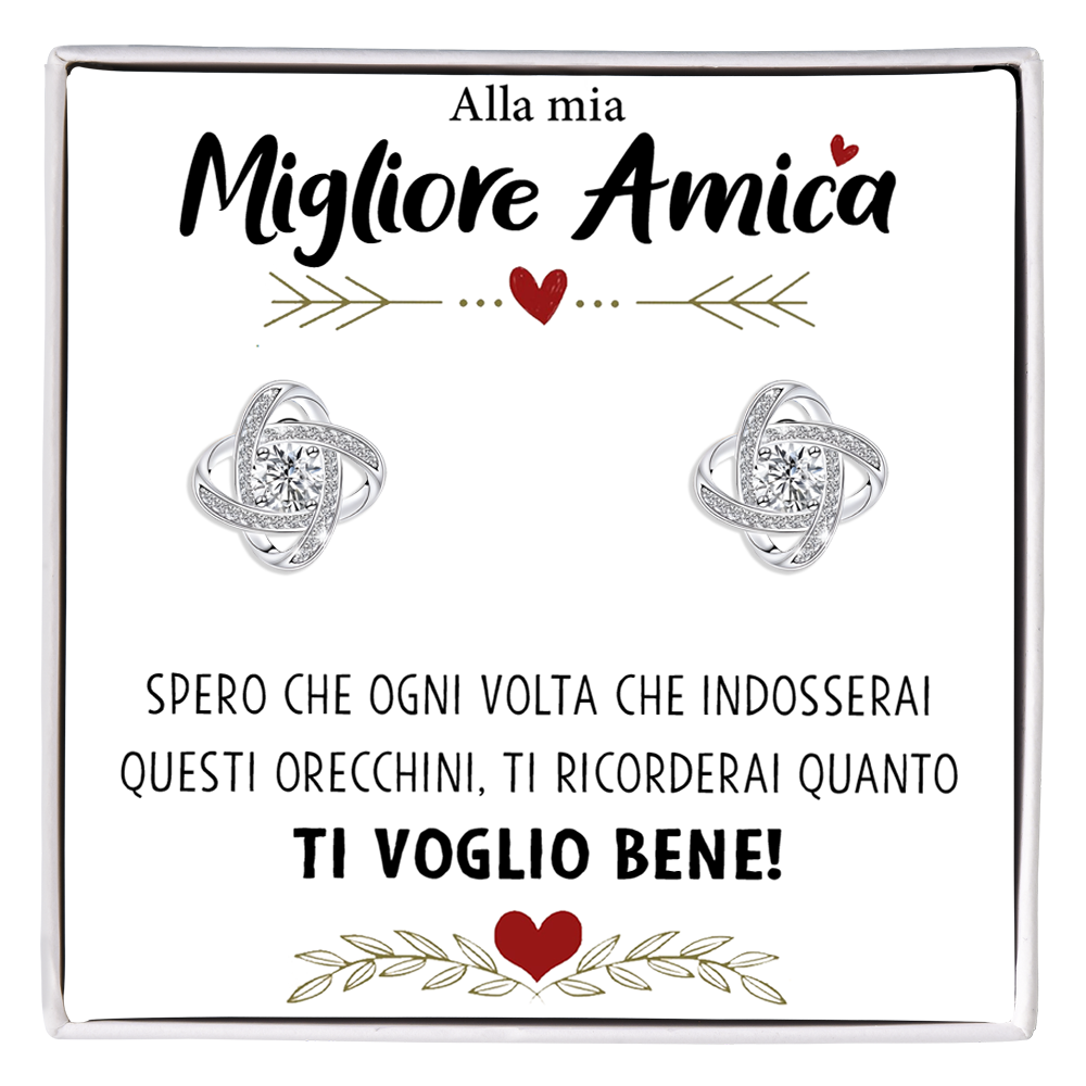 Orecchini Nodo con Pietra in Acciaio chirurgico - Alla mia migliore amica