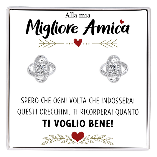 Orecchini Nodo con Pietra in Acciaio chirurgico - Alla mia migliore amica