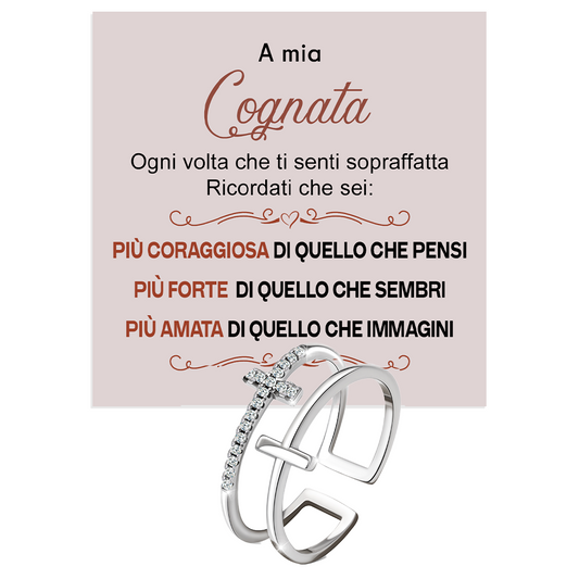 Anello da Donna in Argento Sterling 925 Per Mia Cognata - Croce