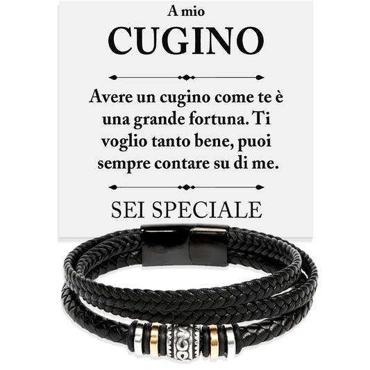 Bracciale Pelle Intrecciata - Cugino