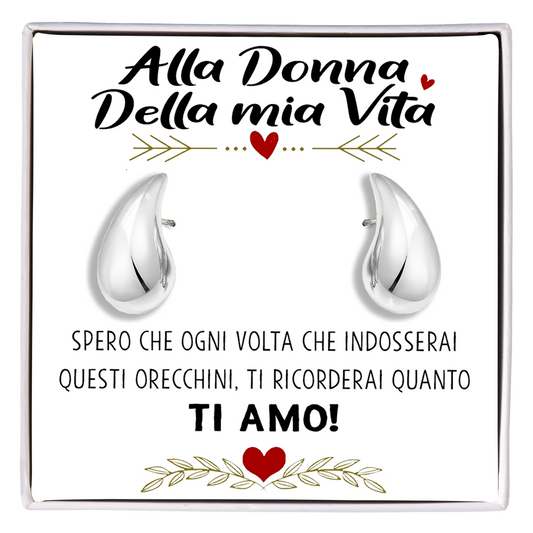 Orecchini a Goccia in Acciaio chirurgico - Alla donna della mia Vita