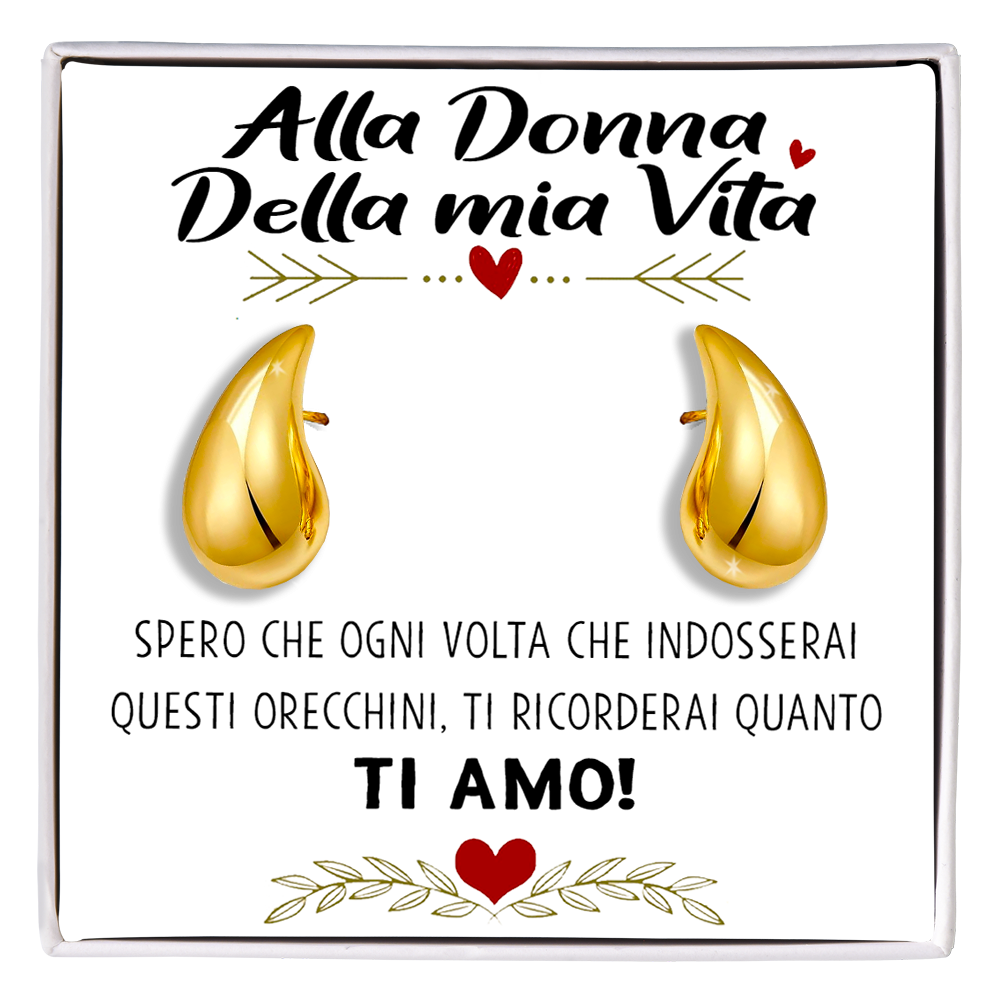 Orecchini a Goccia in Acciaio chirurgico - Alla donna della mia Vita