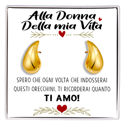 Orecchini a Goccia in Acciaio chirurgico - Alla donna della mia Vita