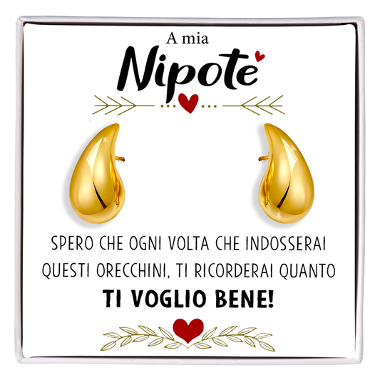 Orecchini a Goccia in Acciaio chirurgico - A mia Nipote