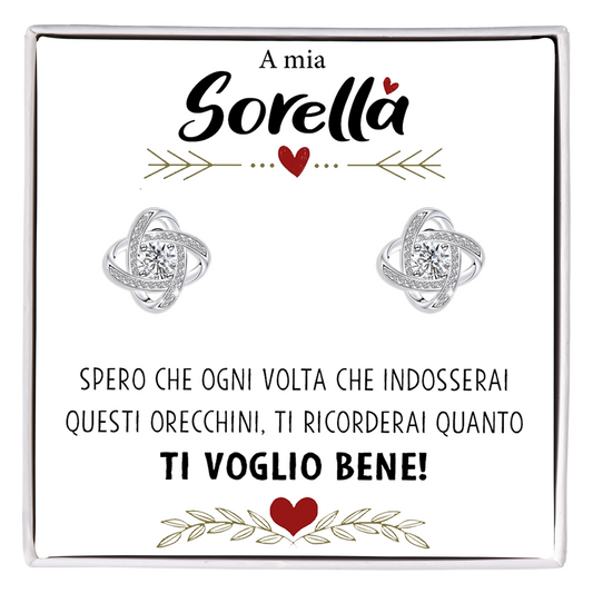 Orecchini Nodo con Pietra in Acciaio chirurgico - A mia Sorella