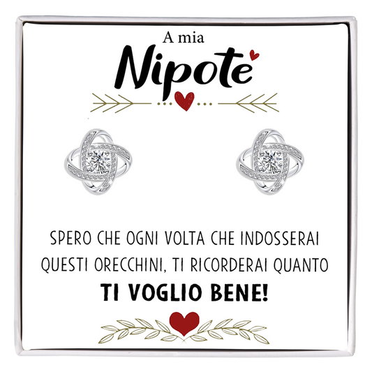 Orecchini Nodo con Pietra in Acciaio chirurgico - A mia Nipote