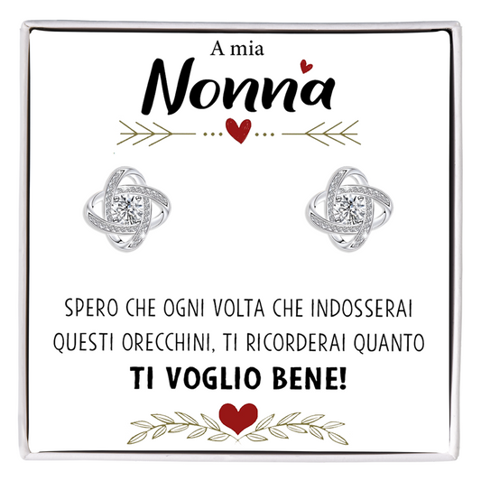 Orecchini Nodo con Pietra in Acciaio chirurgico - A mia Nonna
