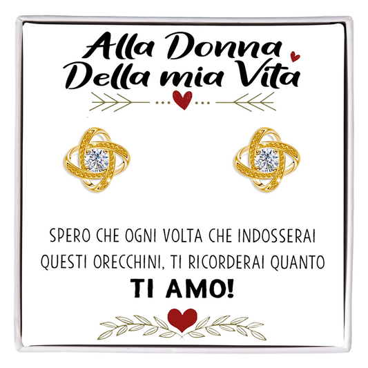 Orecchini Nodo con Pietra in Acciaio chirurgico - Alla donna della mia vita