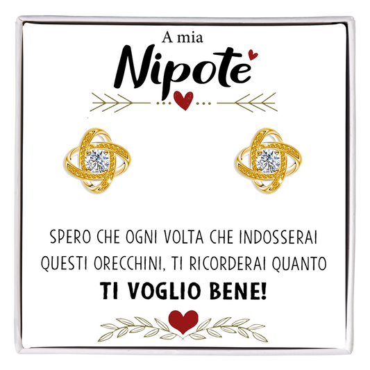 Orecchini Nodo con Pietra in Acciaio chirurgico - A mia Nipote