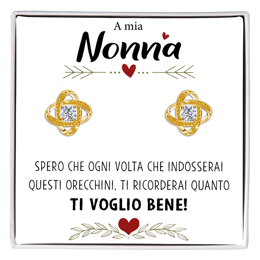 Orecchini Nodo con Pietra in Acciaio chirurgico - A mia Nonna