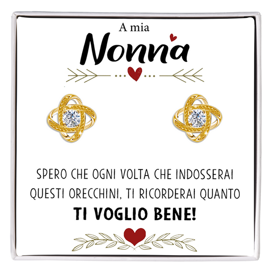 Orecchini Nodo con Pietra in Acciaio chirurgico - A mia Nonna