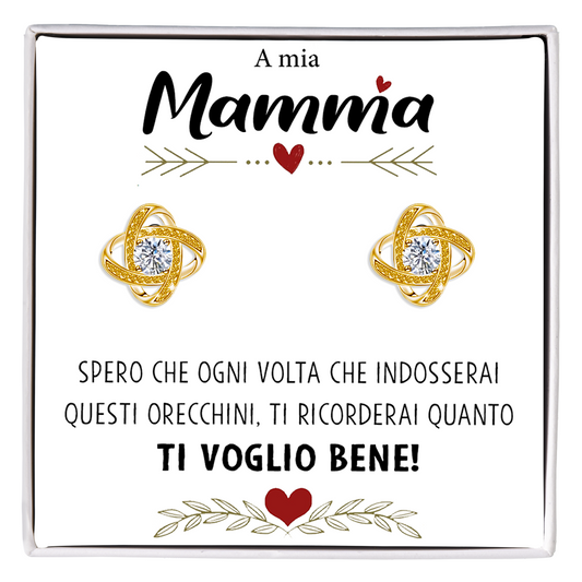 Orecchini Nodo con Pietra in Acciaio chirurgico - A mia Mamma