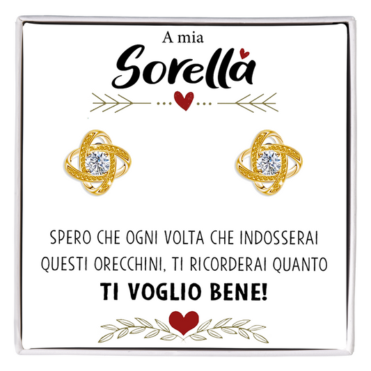 Orecchini Nodo con Pietra in Acciaio chirurgico - A mia Sorella