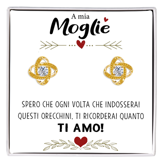 Orecchini Nodo con Pietra in Acciaio chirurgico - A mia Moglie