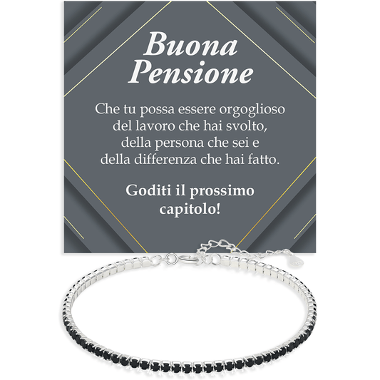 Bracciale Tennis Nero in Argento Sterling 925 - Buona Pensione