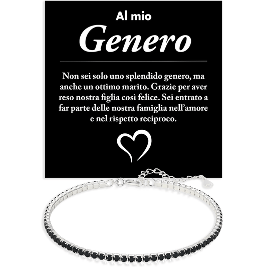 Bracciale Tennis Nero in Argento Sterling 925 - Genero
