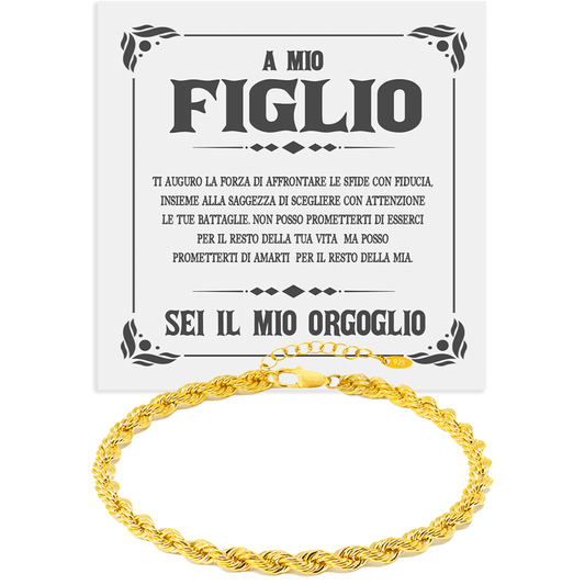 Bracciale A Mio Figlio - Corda Oro