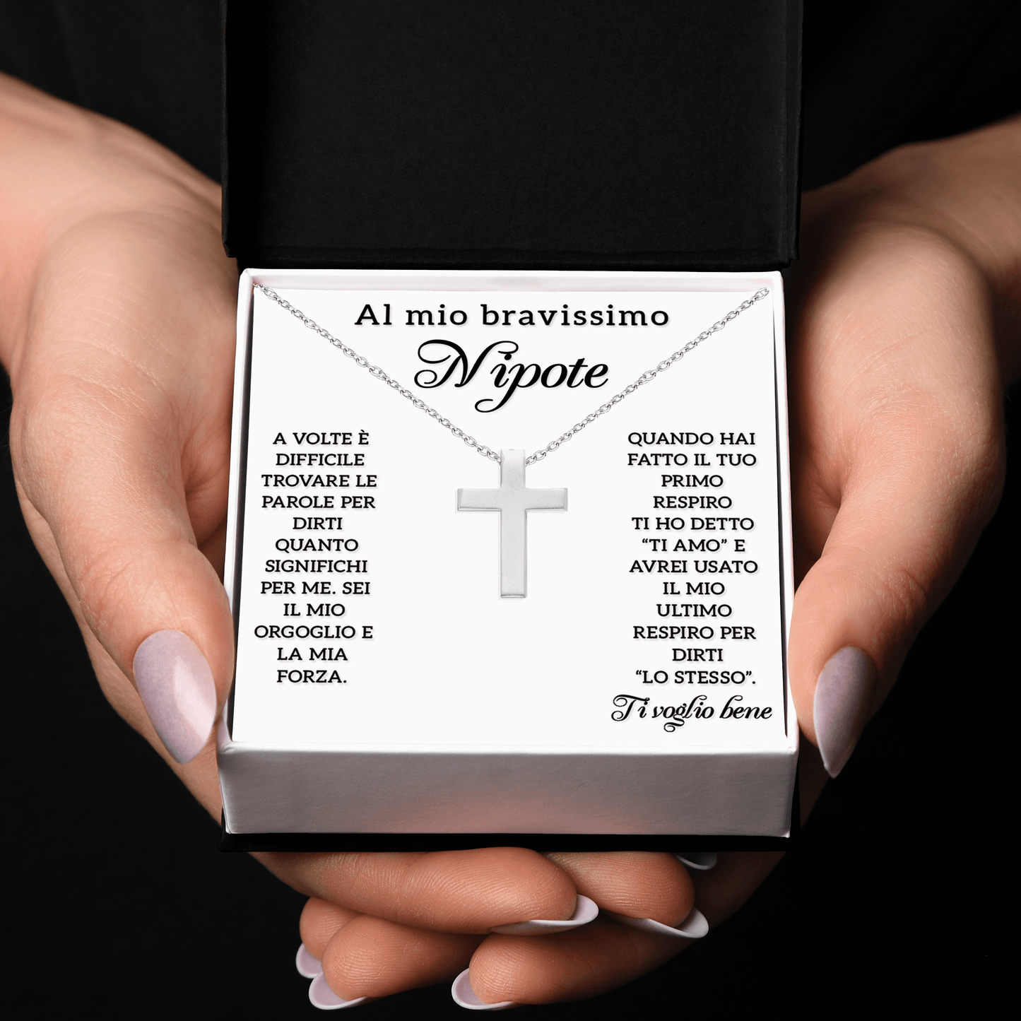 Collana Croce Argento sterling 925 - A Mio Nipote