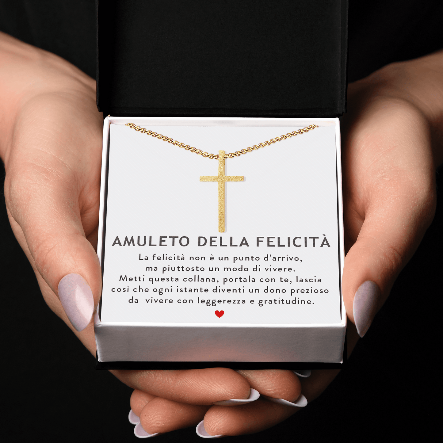 Collana Croce Oro - Amuleto della Felicità.