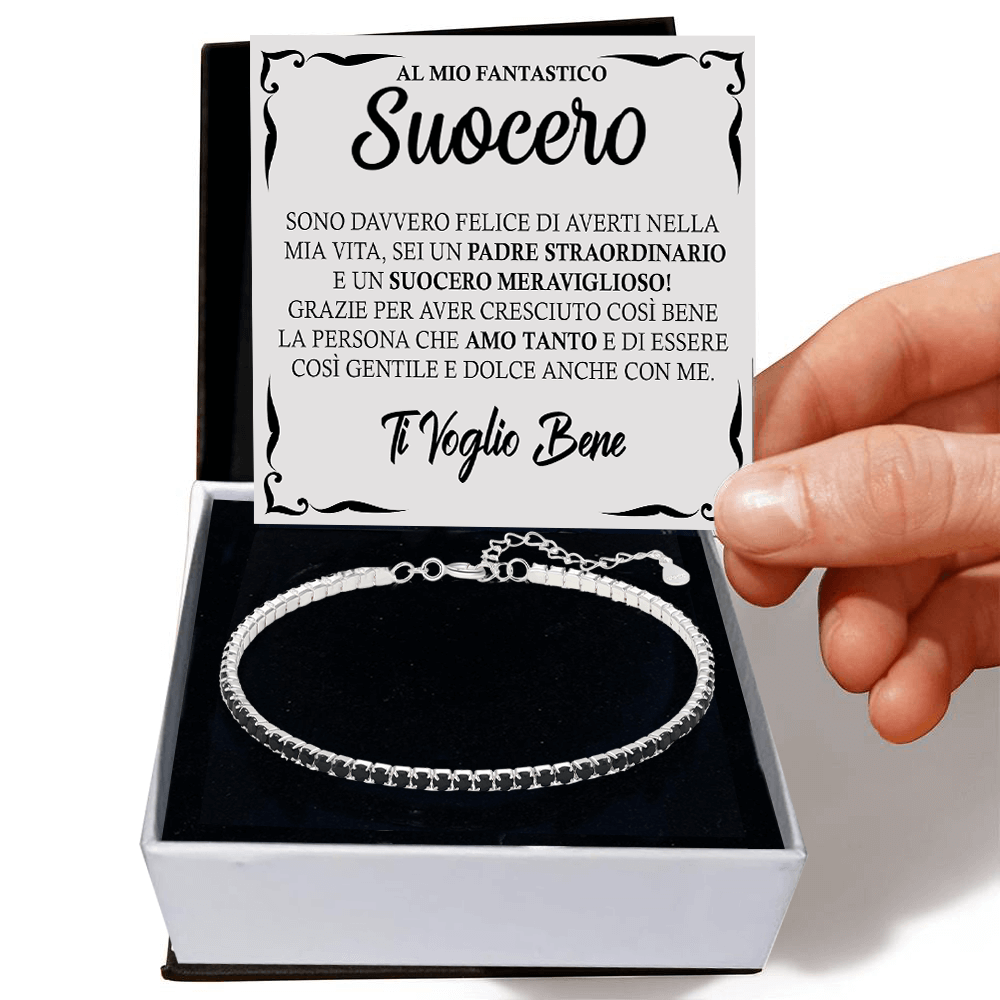 Bracciale Tennis Nero in Argento Sterling 925 - A mio Suocero