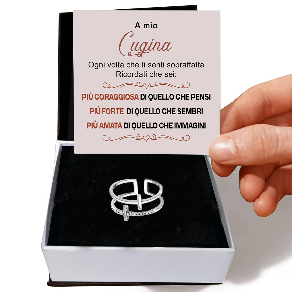 Anello da Donna in Argento Sterling 925 Per Mia Cugina - Croce