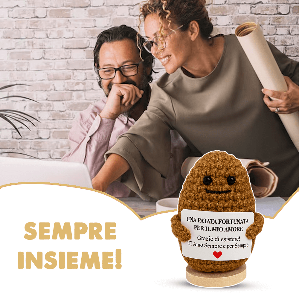 Peluche Crochet con Base in Legno - Patata Fortunata per il Mio Amore