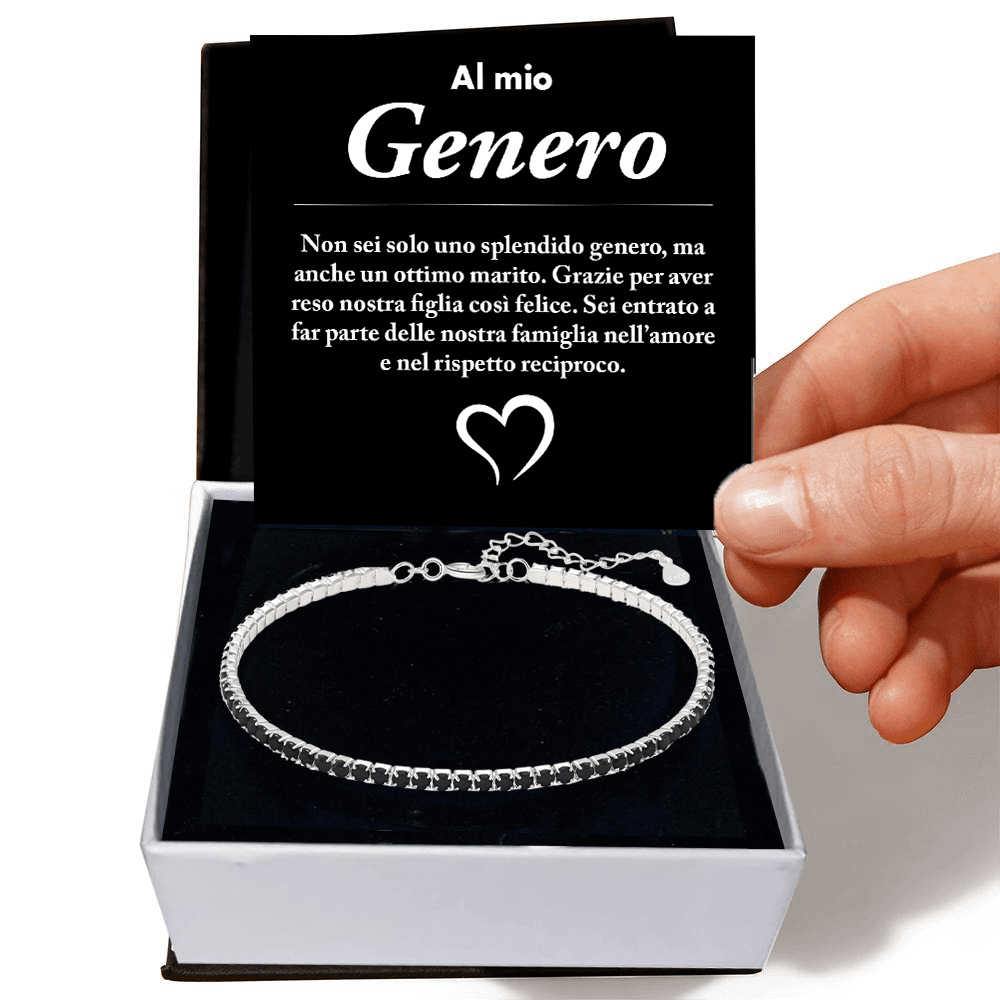 Bracciale Tennis Nero in Argento Sterling 925 - Genero